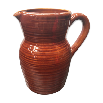 Former pitcher 2l ceramics striped brown 70s vintage
