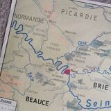 Vintage school map mdi FRANCE Normandy Paris Basin