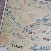 Vintage school map mdi FRANCE Normandy Paris Basin