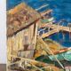 Oil on canvas "Rowboats on the dock"