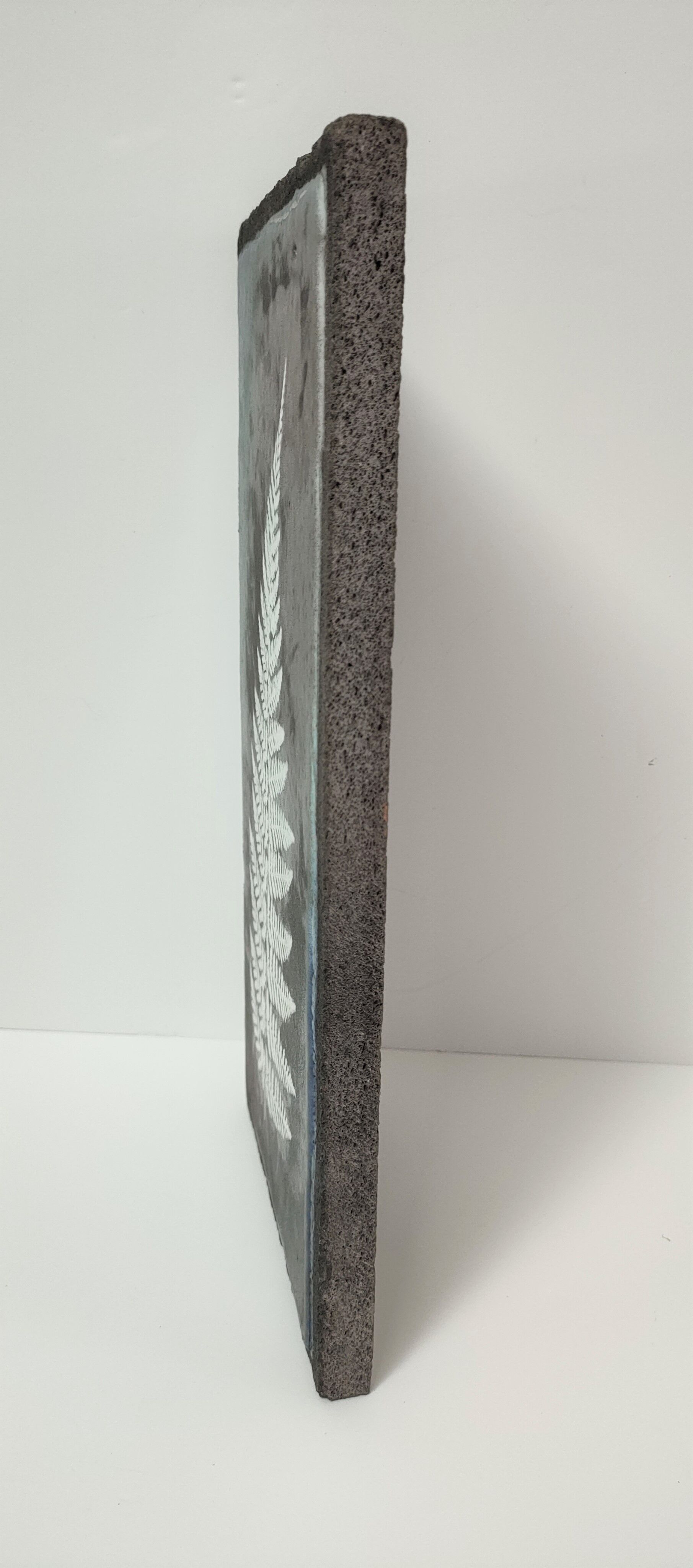 Plaque de lave émaillée à décor de fougère