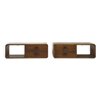Vintage Danish mid-century floating wall-hung nightstands
