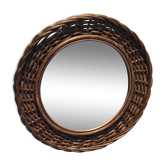 Round vintage rattan mirror 45cm