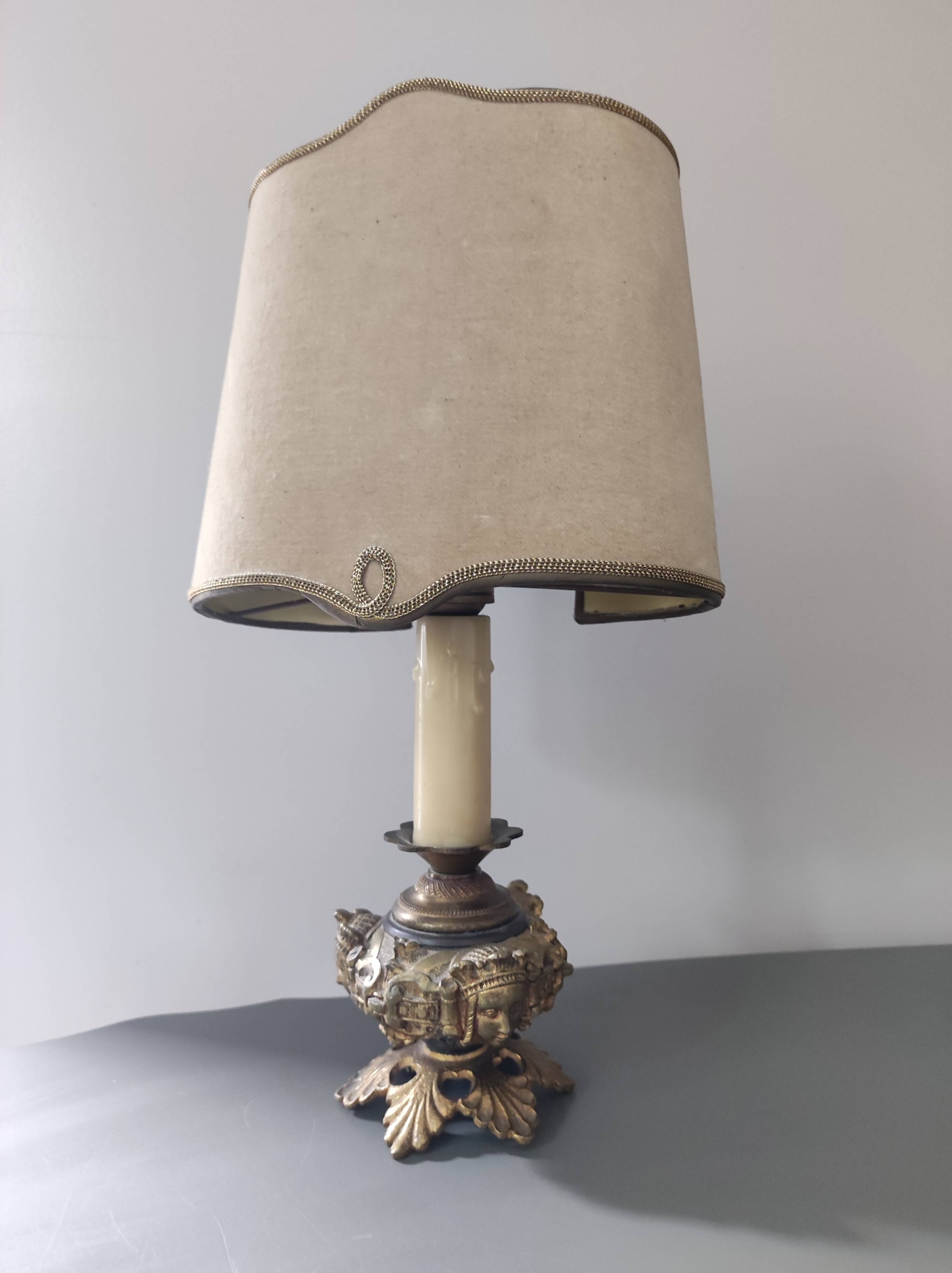 Lampe pied bronze doré style rocaille