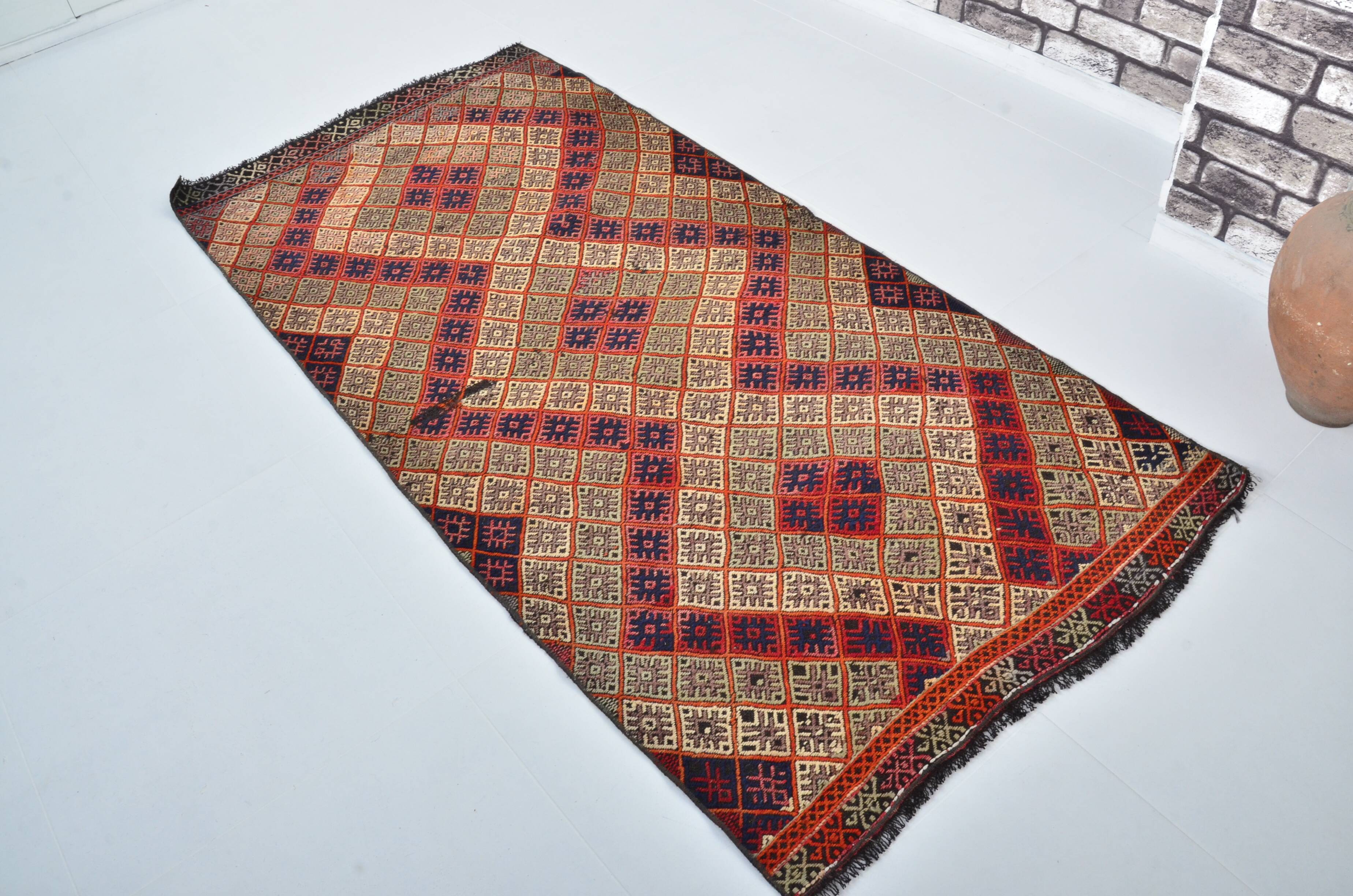 Geometric Anatolian Kurdish Kilim Rug sku 3394