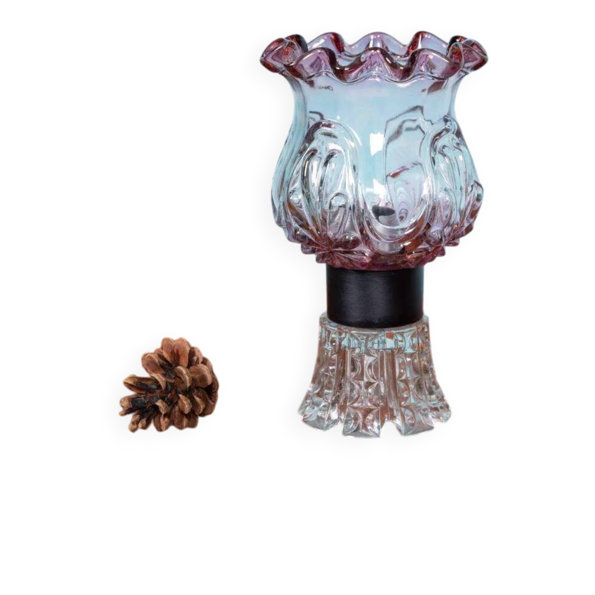 Vintage table lamp in Swedish coloured glass, glass table lamp.