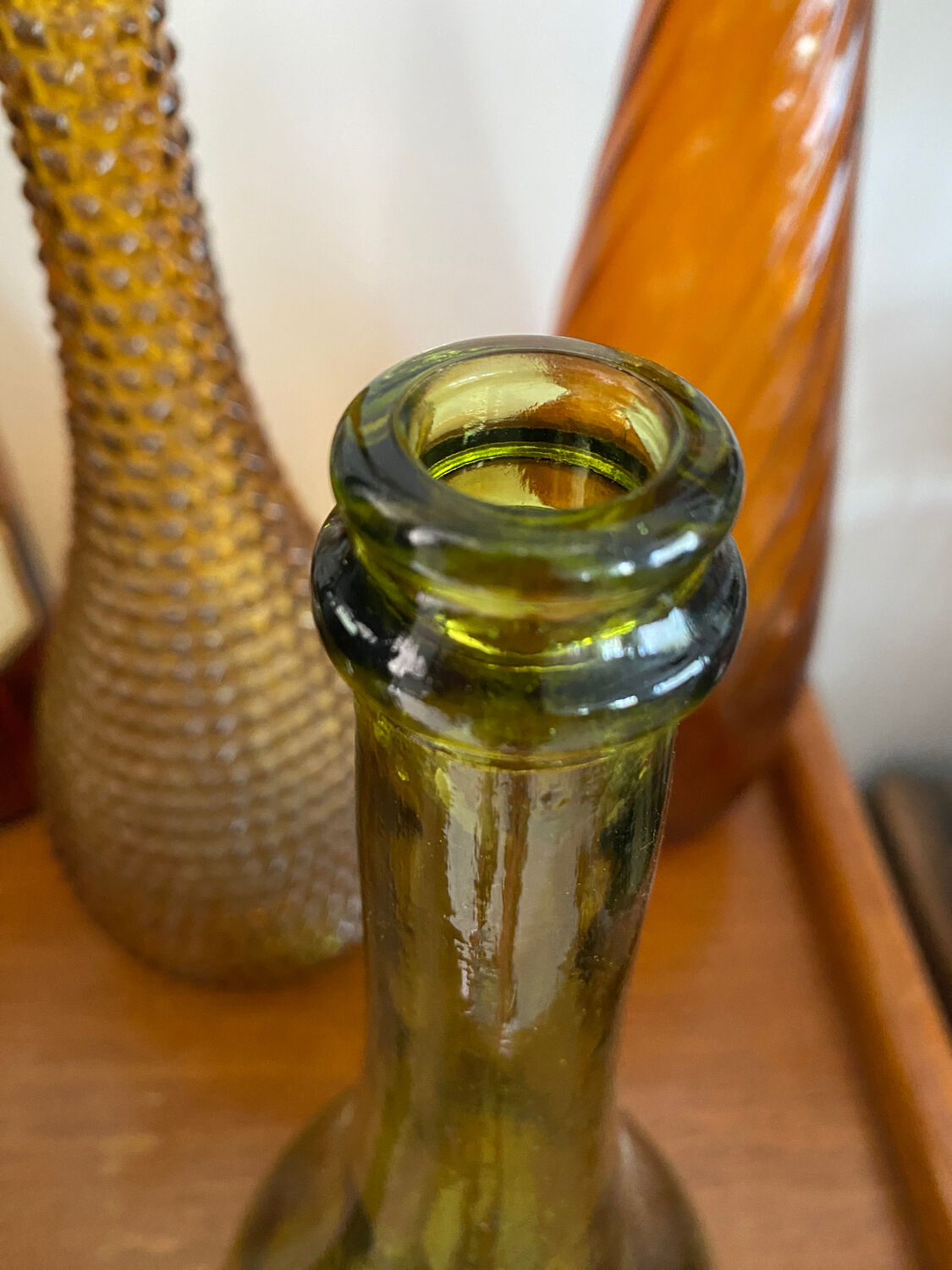 Vintage green glass carafe