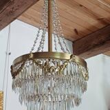 Lustre ancien à pampilles en cristal taillé époque Napoléon III