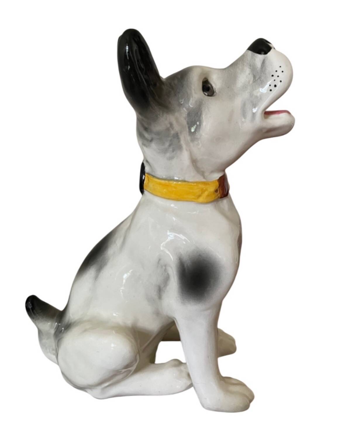 DESVRES earthenware dog with sulphide eyes, 1950
