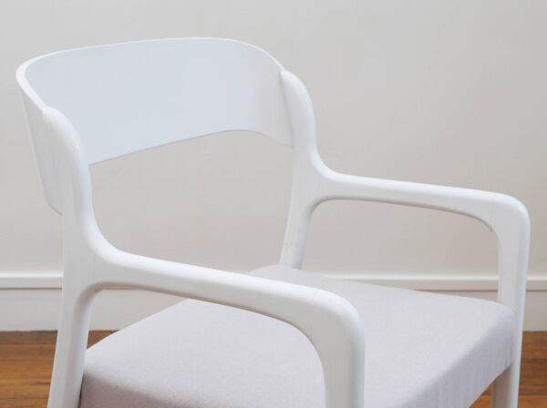 Fauteuil Baumann Traineau -Restauré - Tissu, mousse & sangles : neuf