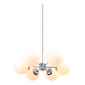 Chandelier en chrome et opaline de style Space Age italien, années 1970