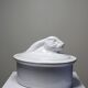 Large vintage white earthenware terrine with hare or rabbit head