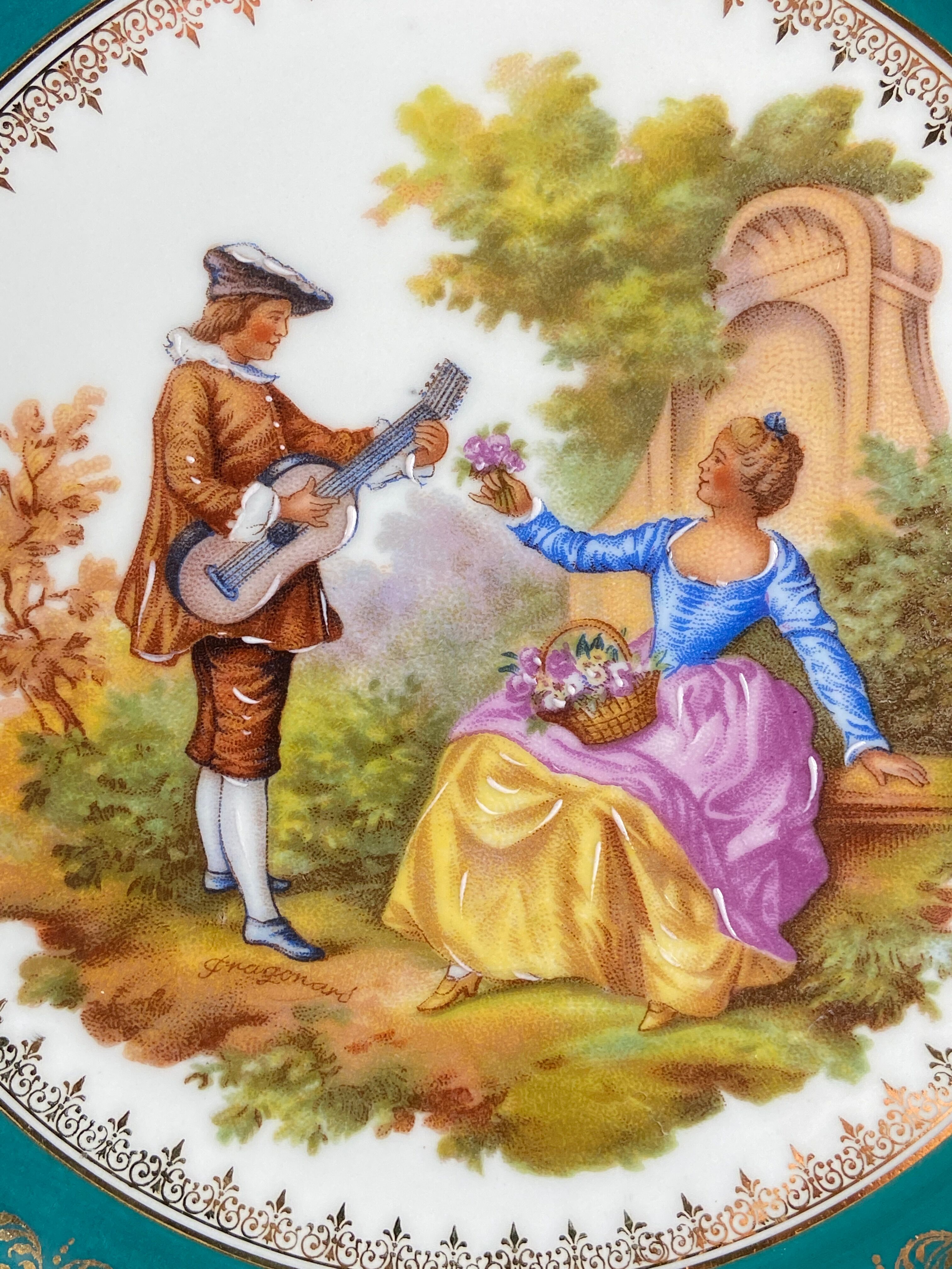Assiette limoges porcelaine courting couple