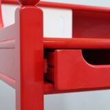 Vintage red lacquered writing desk Italian rustic design 1960s
