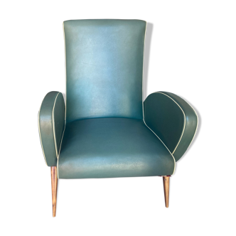 Green leatherette armchair
