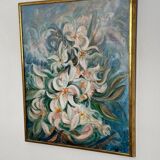 Mid Century Swedish Oil on Canvas – “White Lilies” by Torsten Hult
