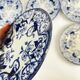 Set of 6 dessert plates in ironstone "Flora" – Creil et Montereau, 19th century, blue