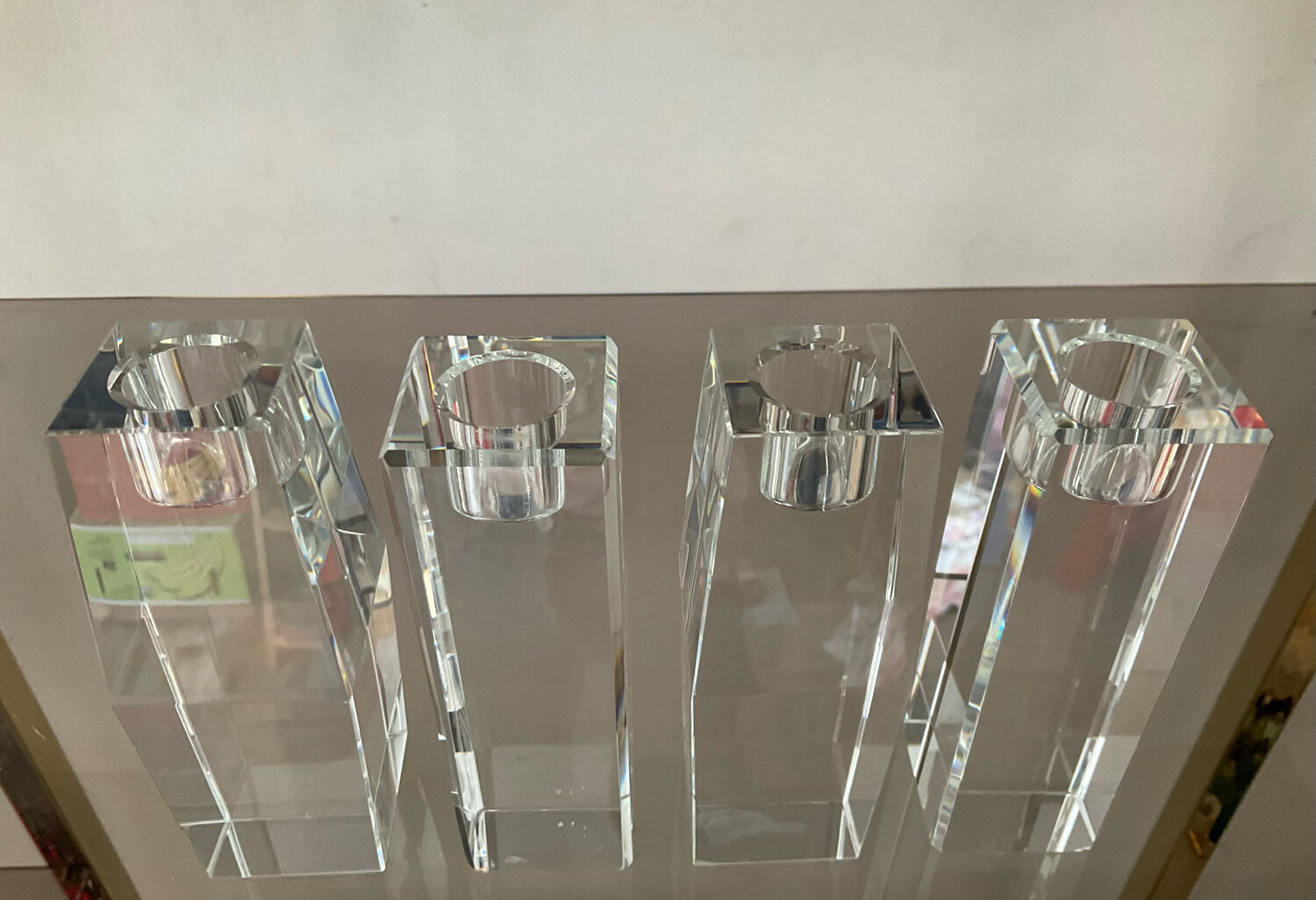 Set of 4 crystal candle holders from the 70s