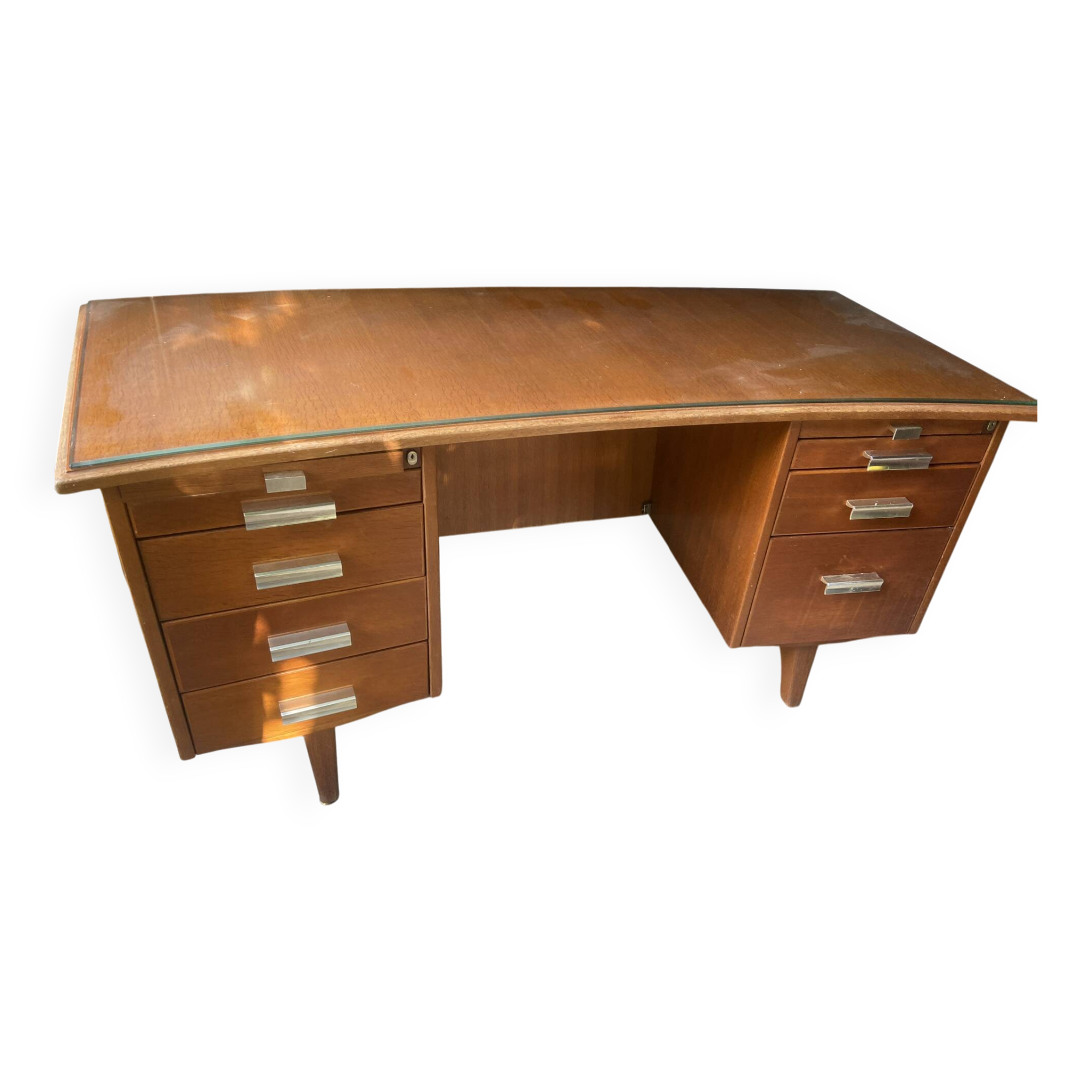 1950s executive desk with glass protection