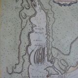 Martigues pond Old geographical map 18th century engraving 1764 by Bellin