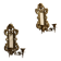 Pair of Antique Brass Wall Sconces with Mirror