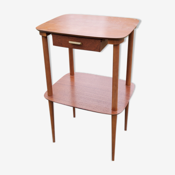 Scandinavian side table in teak from the 50s two trays one drawer