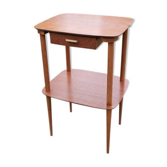 Scandinavian side table in teak from the 50s two trays one drawer