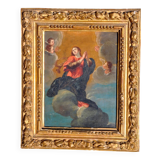 Oil on hammered copper depicting the Assumption of the Virgin, 17th century