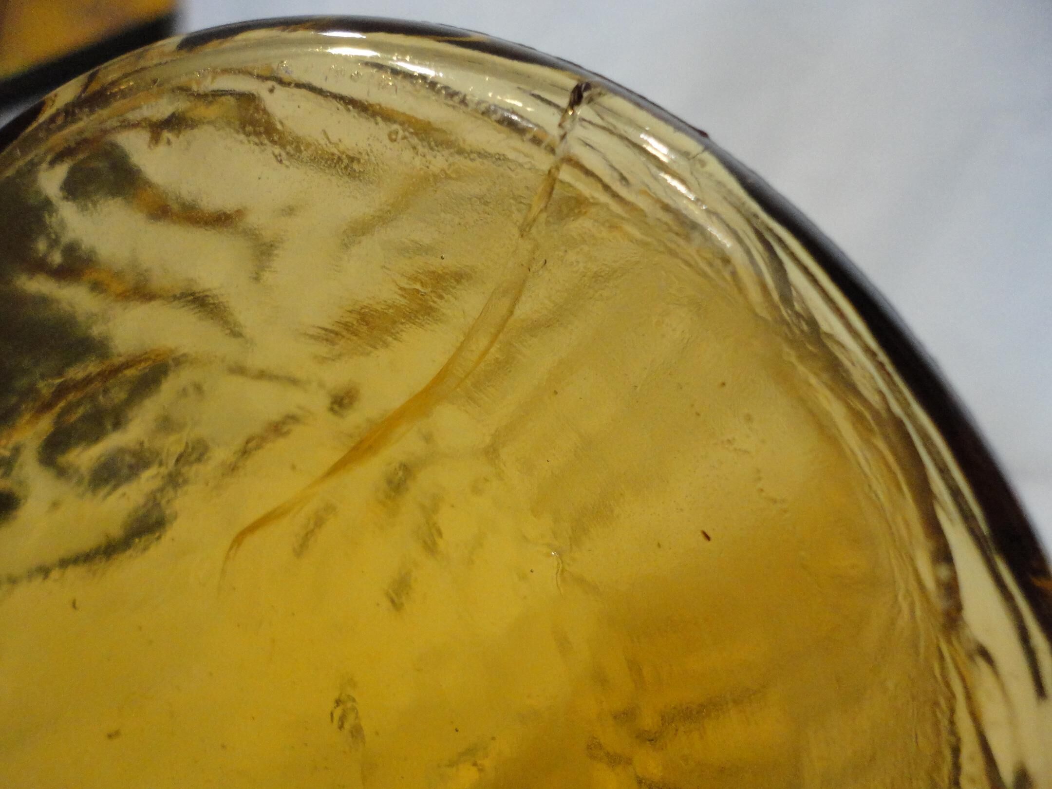 Italian "bumpy" yellow glass carafe