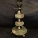Base de lampe 1960 18cm en onyx plaque dorée vintage ancien