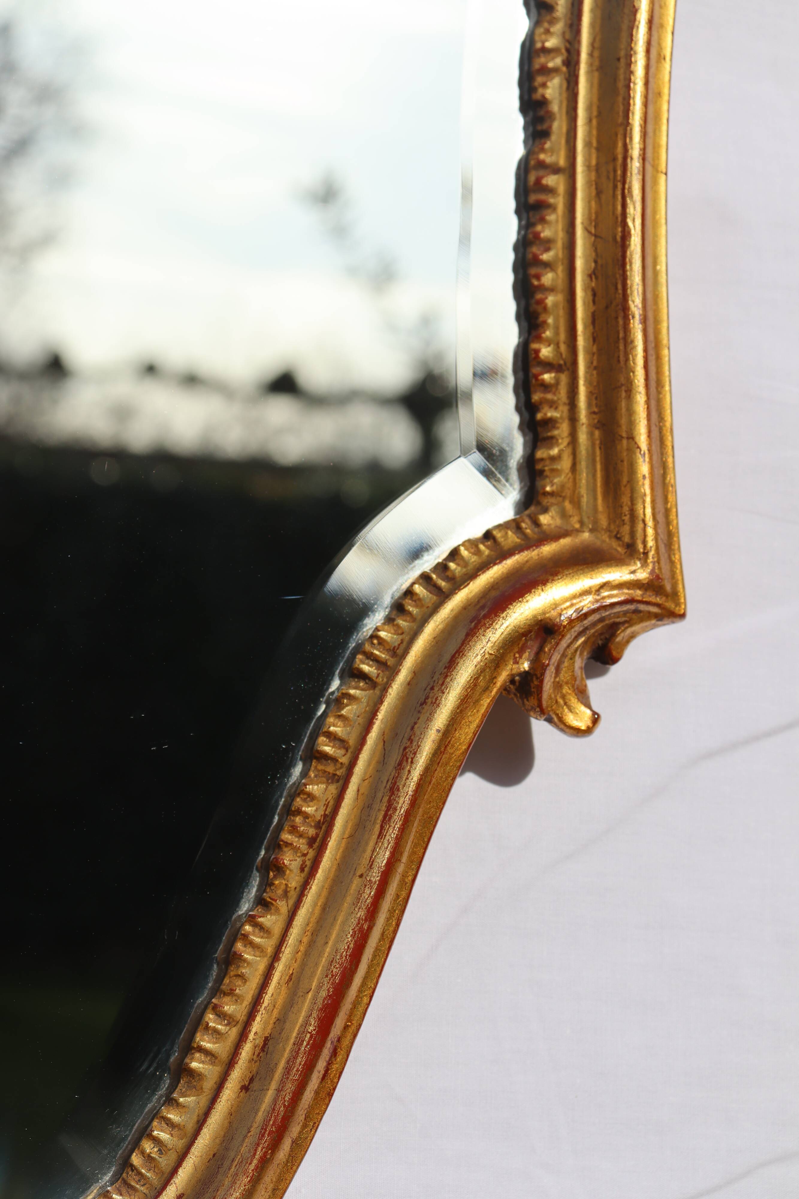 Deknudt, Vintage golden mirror Louis XV style   48x93cm