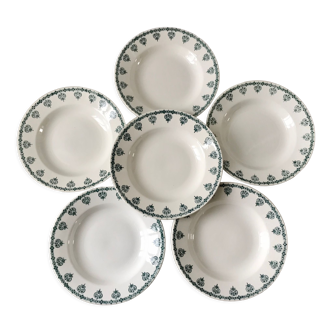 Lot de 6 assiettes creuses terre de fer saint-amand fin XlXème