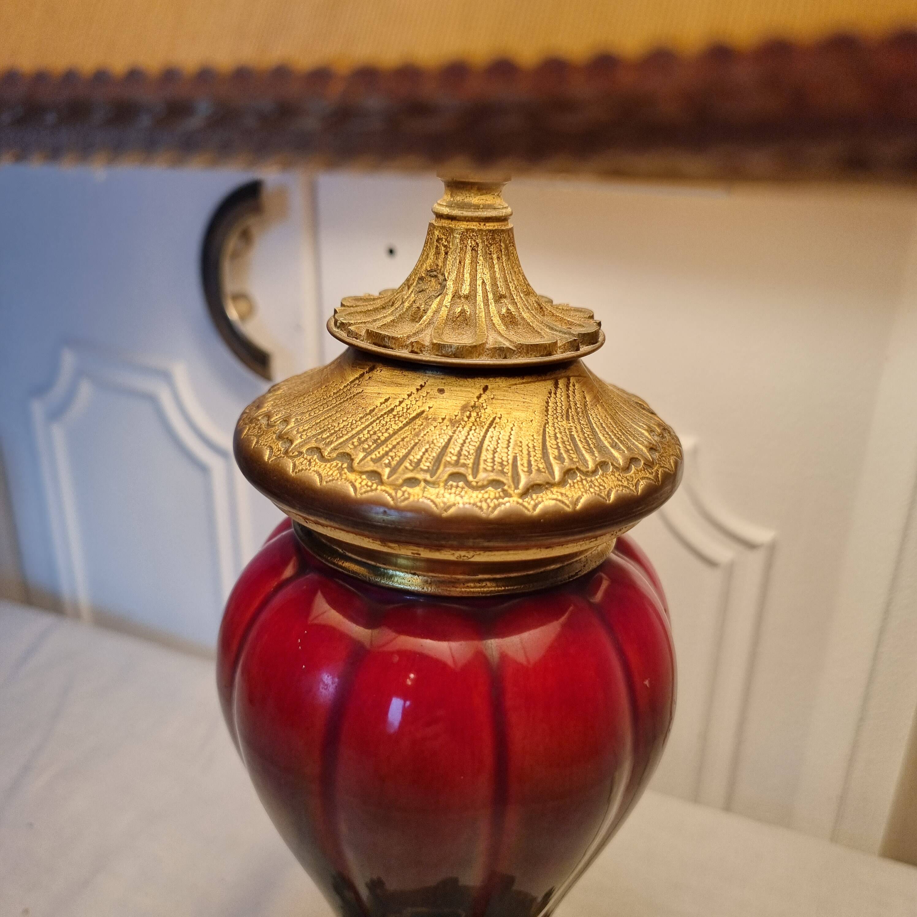 Antique 19th Century Chinese "Oxblood" Lamp Mounted on Bronze - Style