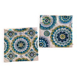 Pair of Sia cushion covers, in green and blue cotton