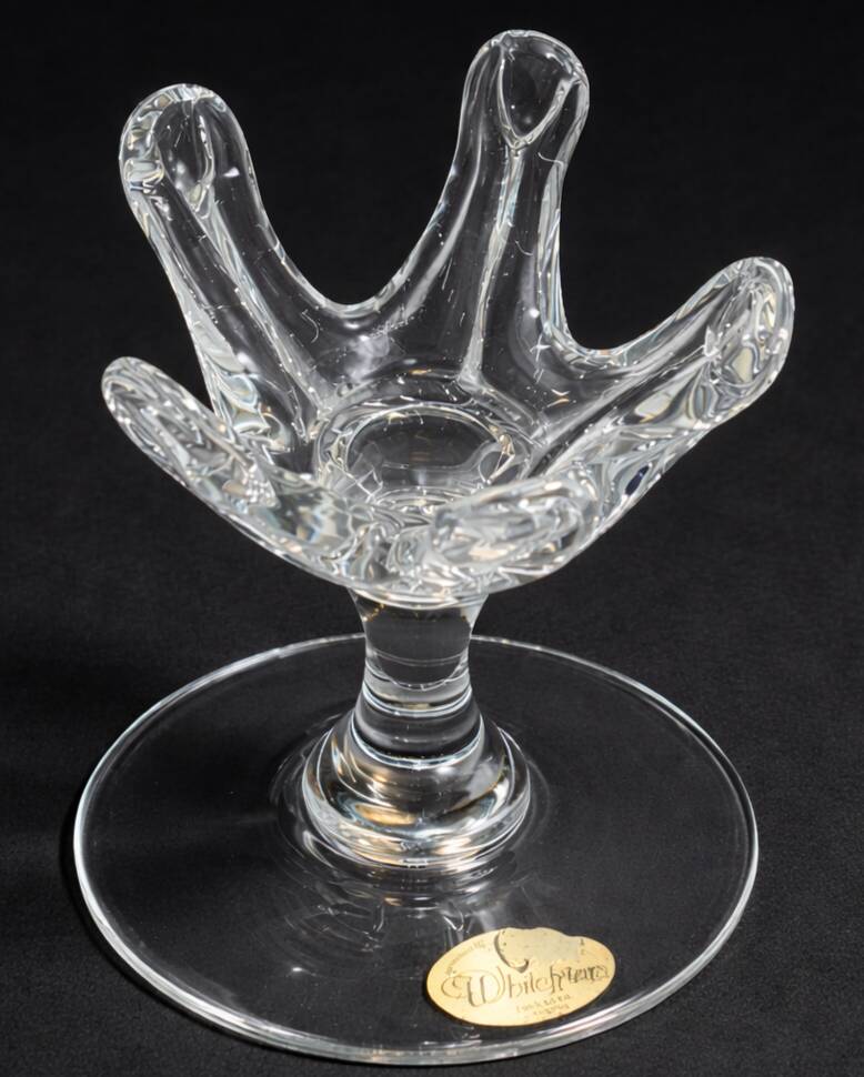 Pair of Whitefriars candlesticks – Crystal 1960 – Mint condition with labels