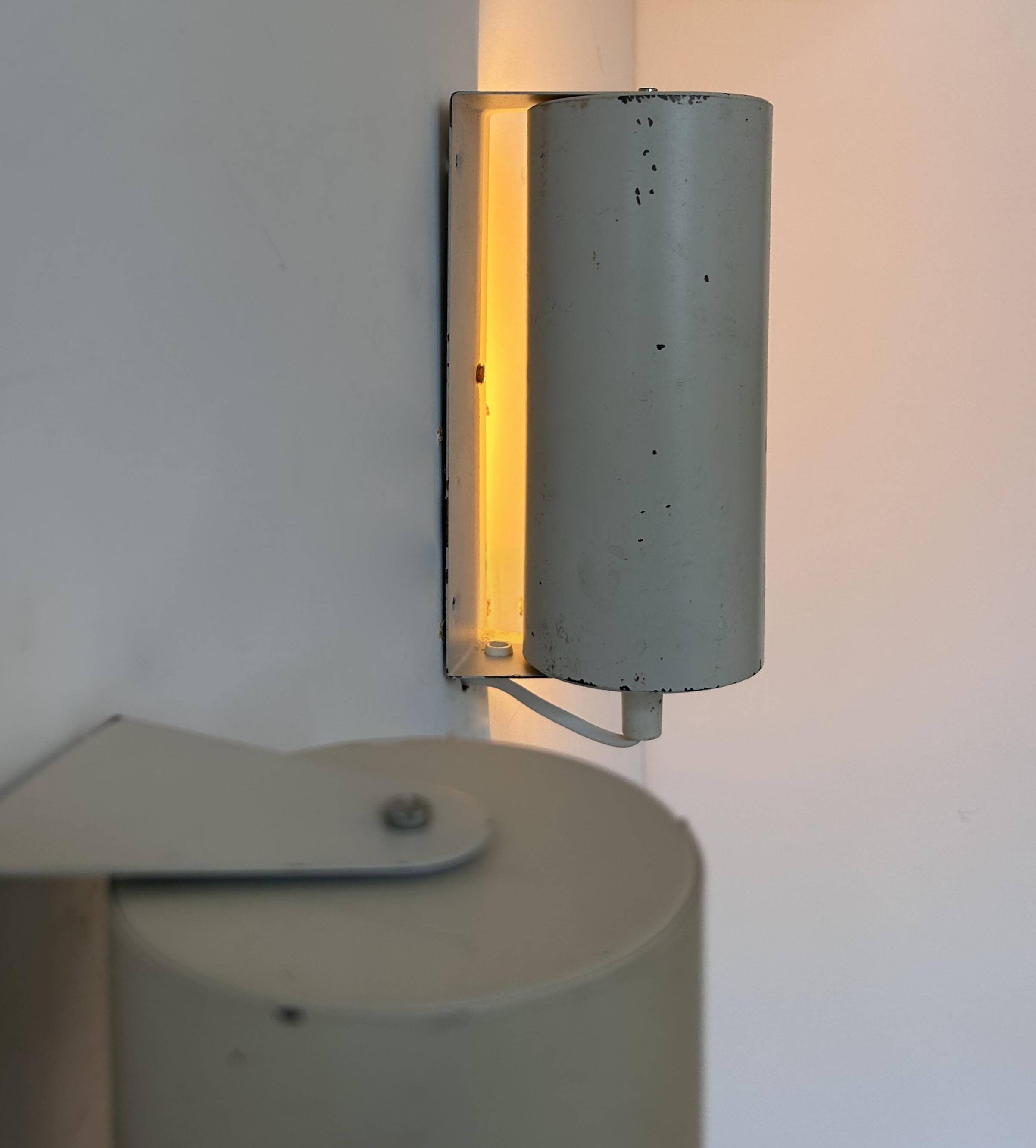 Pair of vintage adjustable wall lights, white metal, Sweden 1970