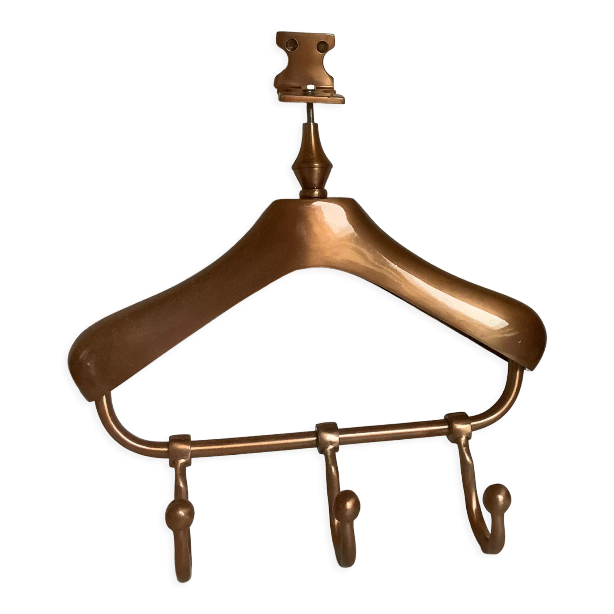 Coat rack gilded metal hanger varnished