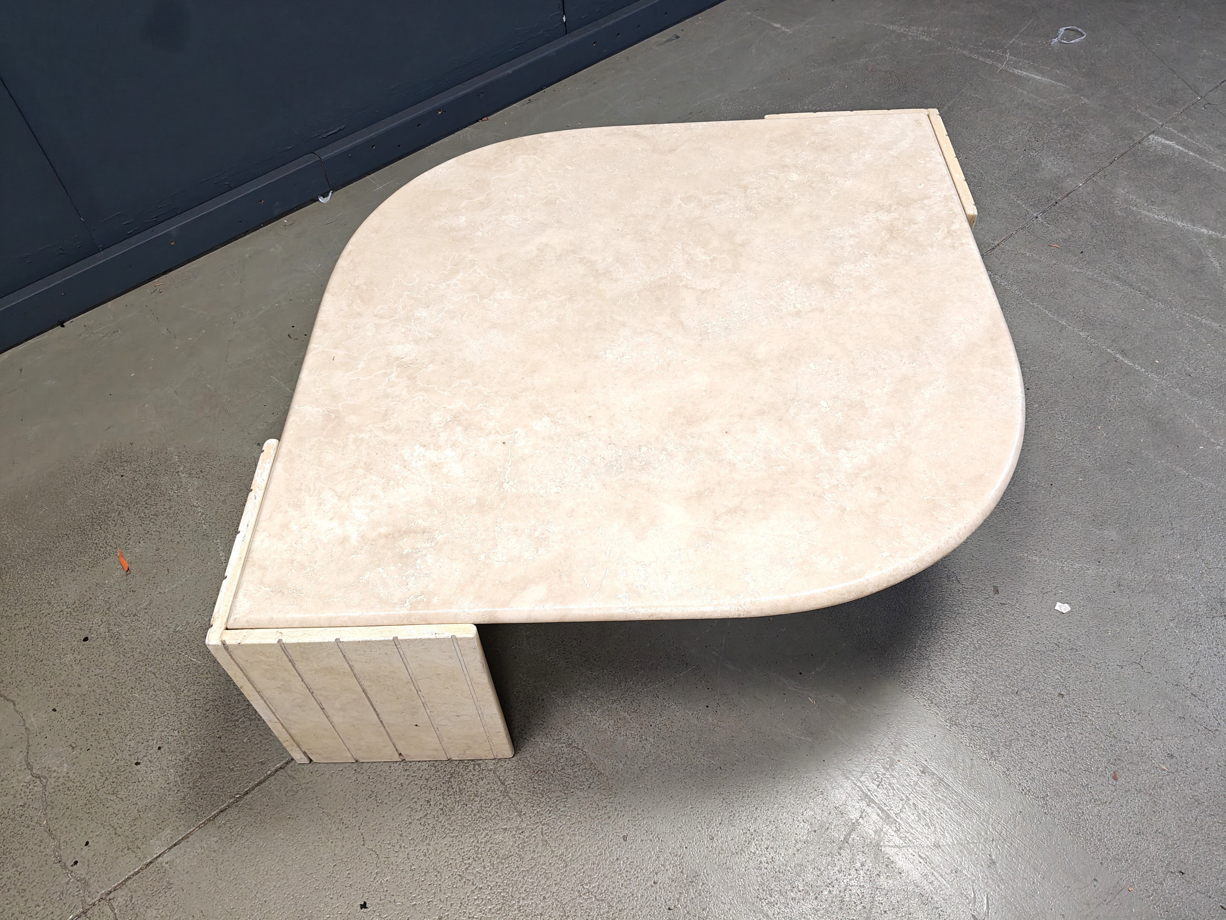 Vintage travertine coffee table by Roche Bobois, 1970s