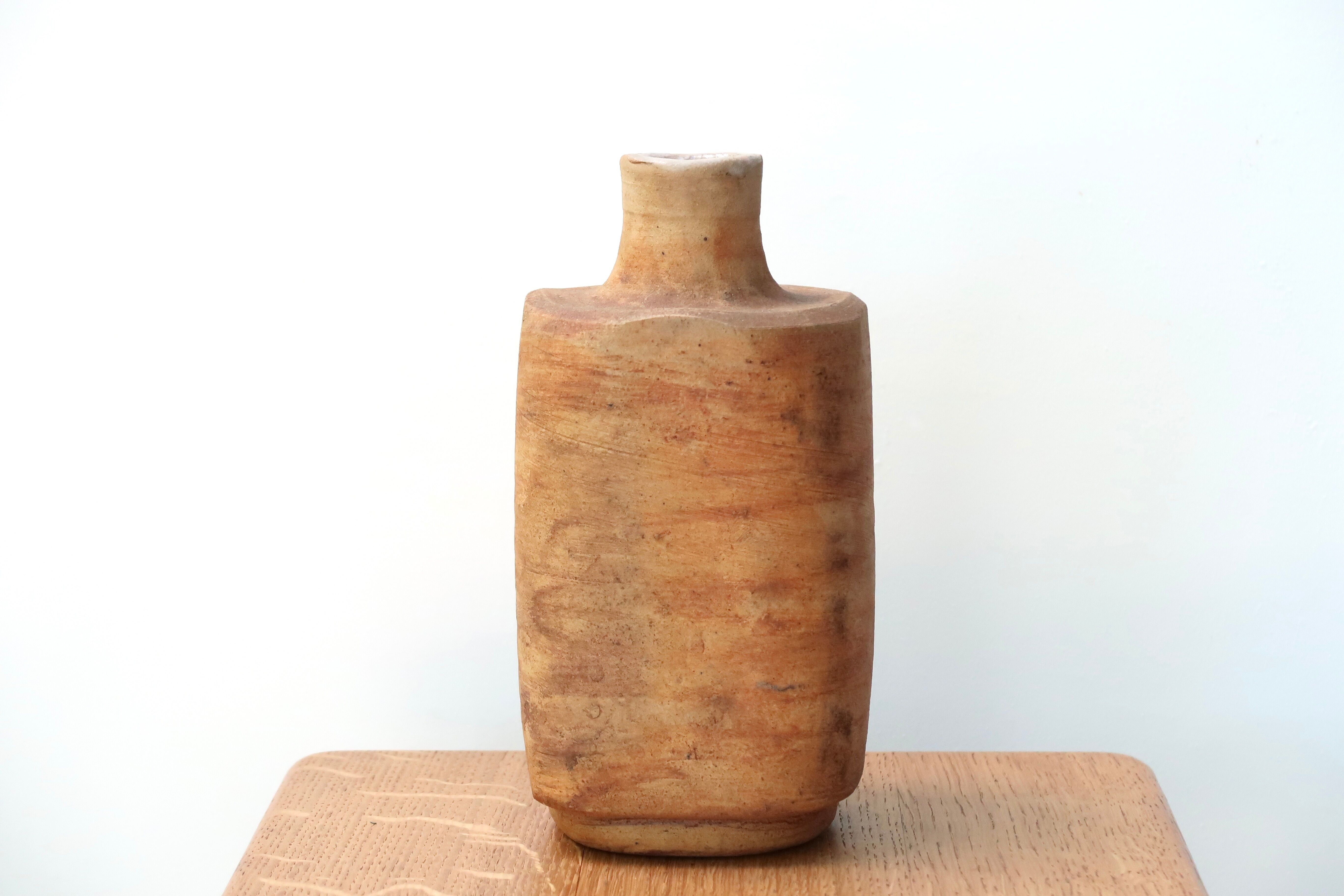 Ceramic bottle from la colombe pottery, floral decoration, 70s
