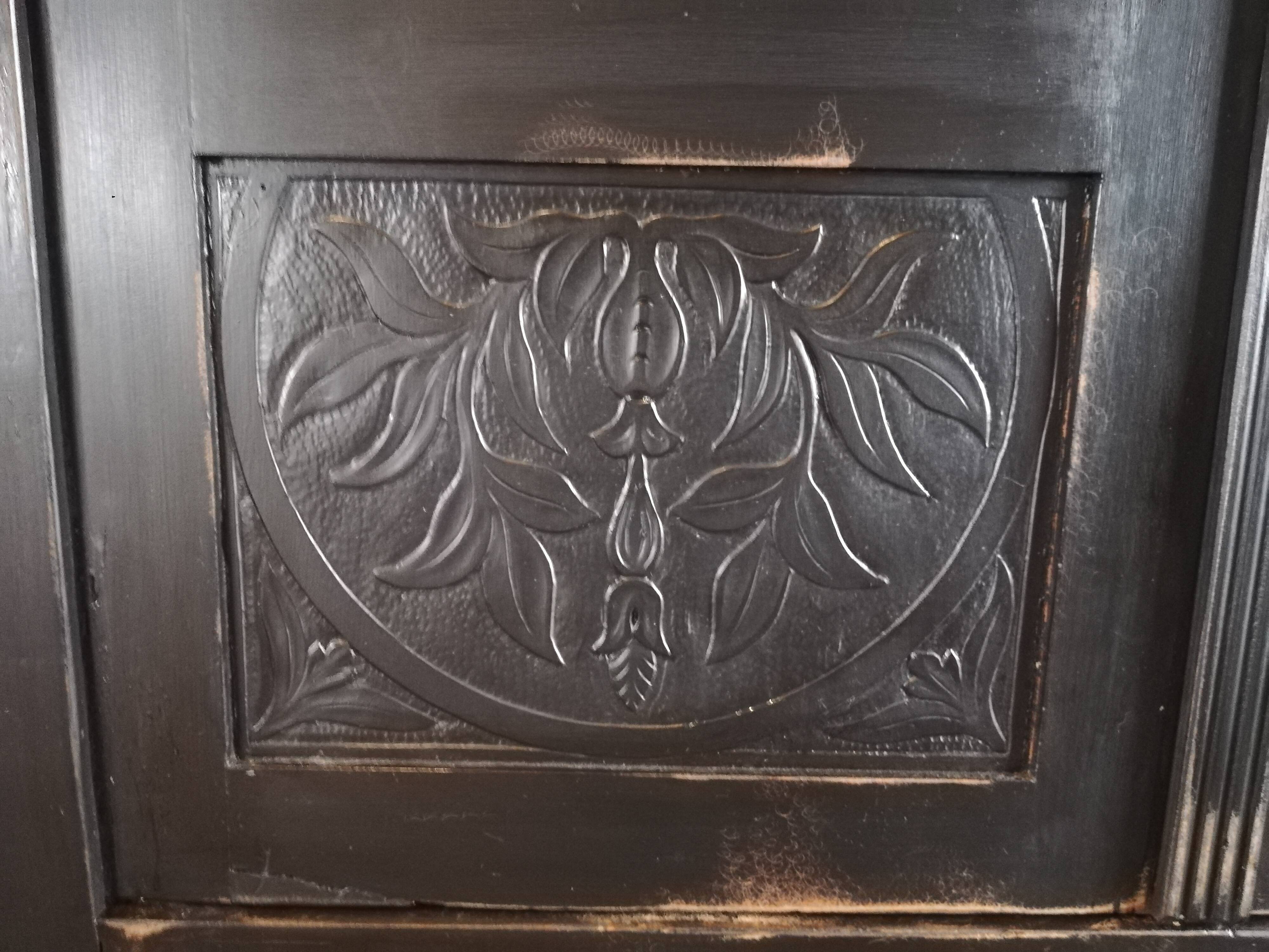 Parisian glazed wardrobe, Vintage painted showcase library