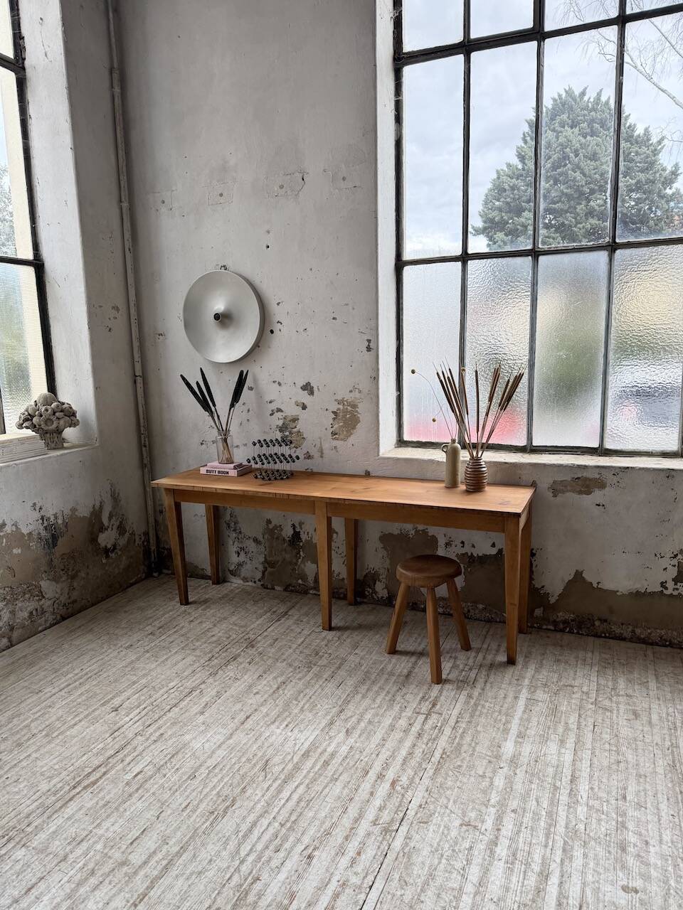 Oak and pine farmhouse console table