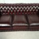 Sofa chesterfield leather burgundy three places bambou