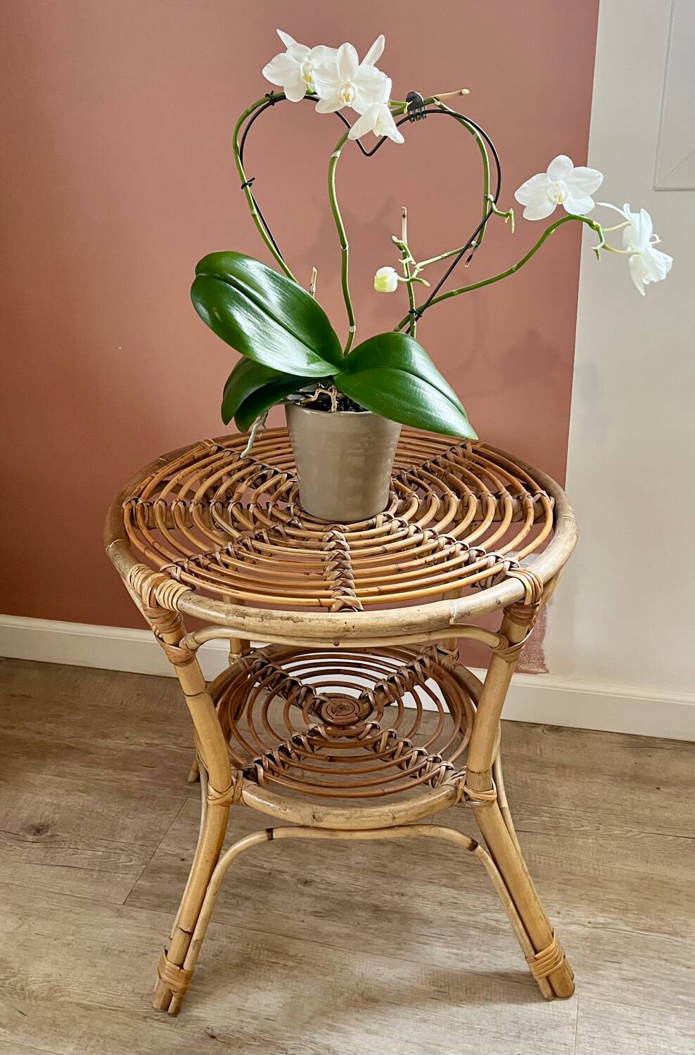 Rattan side table