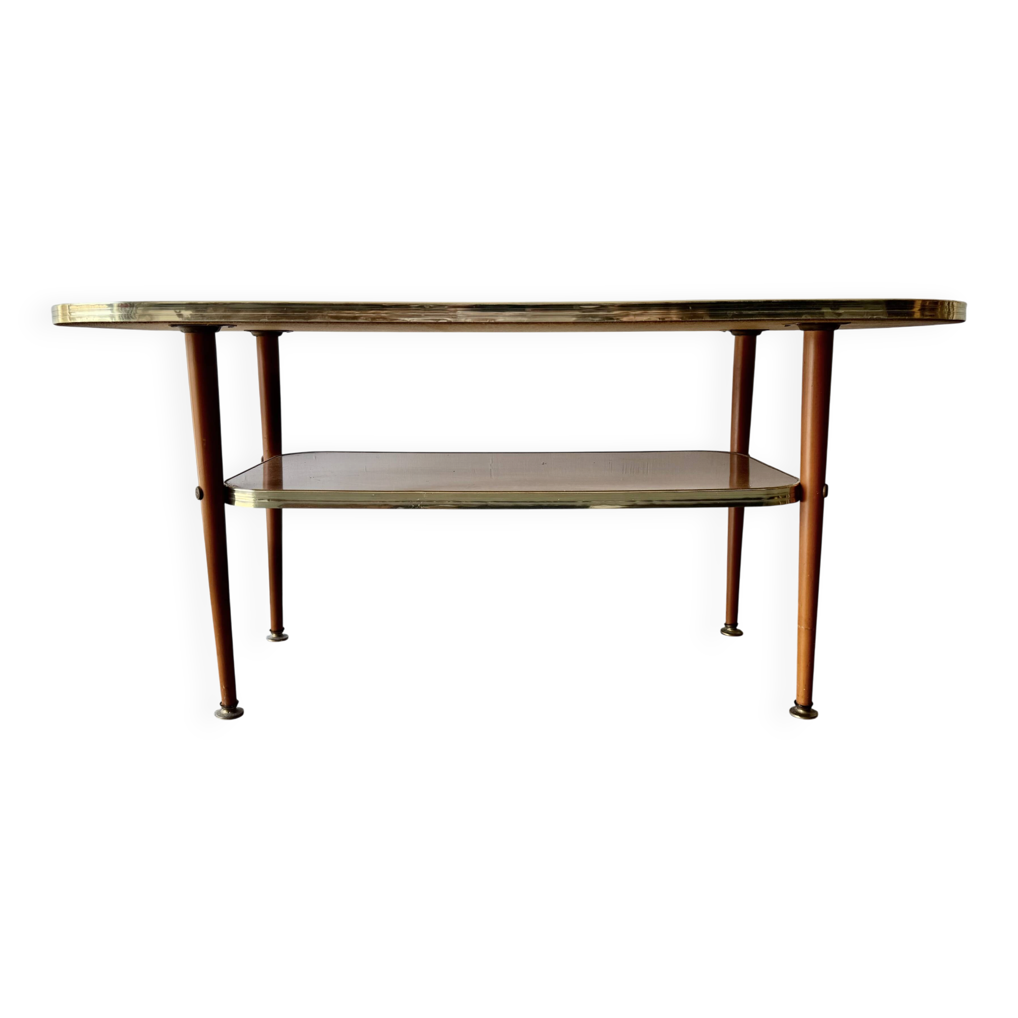 Mid-Century Formica Coffee Table with Lower Shelf