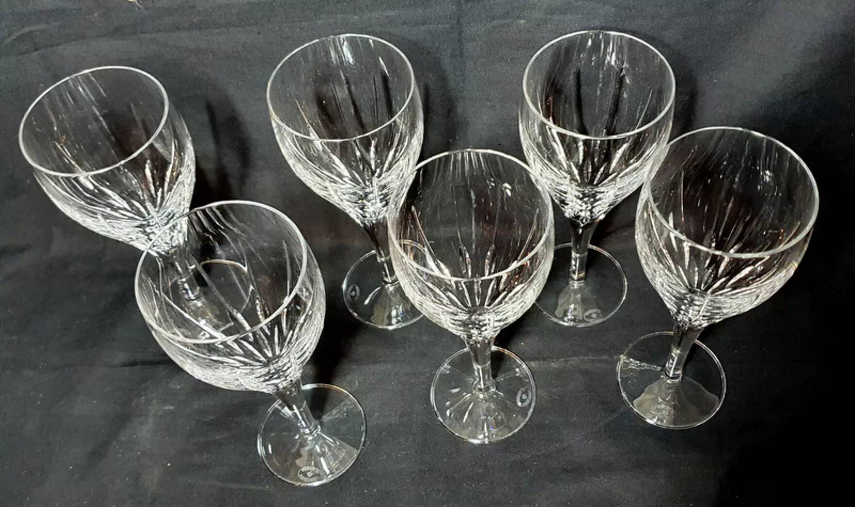 Set of 6 Lorraine crystal water glasses