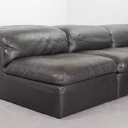 Durlet 'Jeep' Modular Sofa in Anthracite Grey Leather, Belgium 1970s