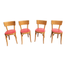 Lot de 4 chaises baumann bistrot troquet parisien bois de hêtre et skaï rouge