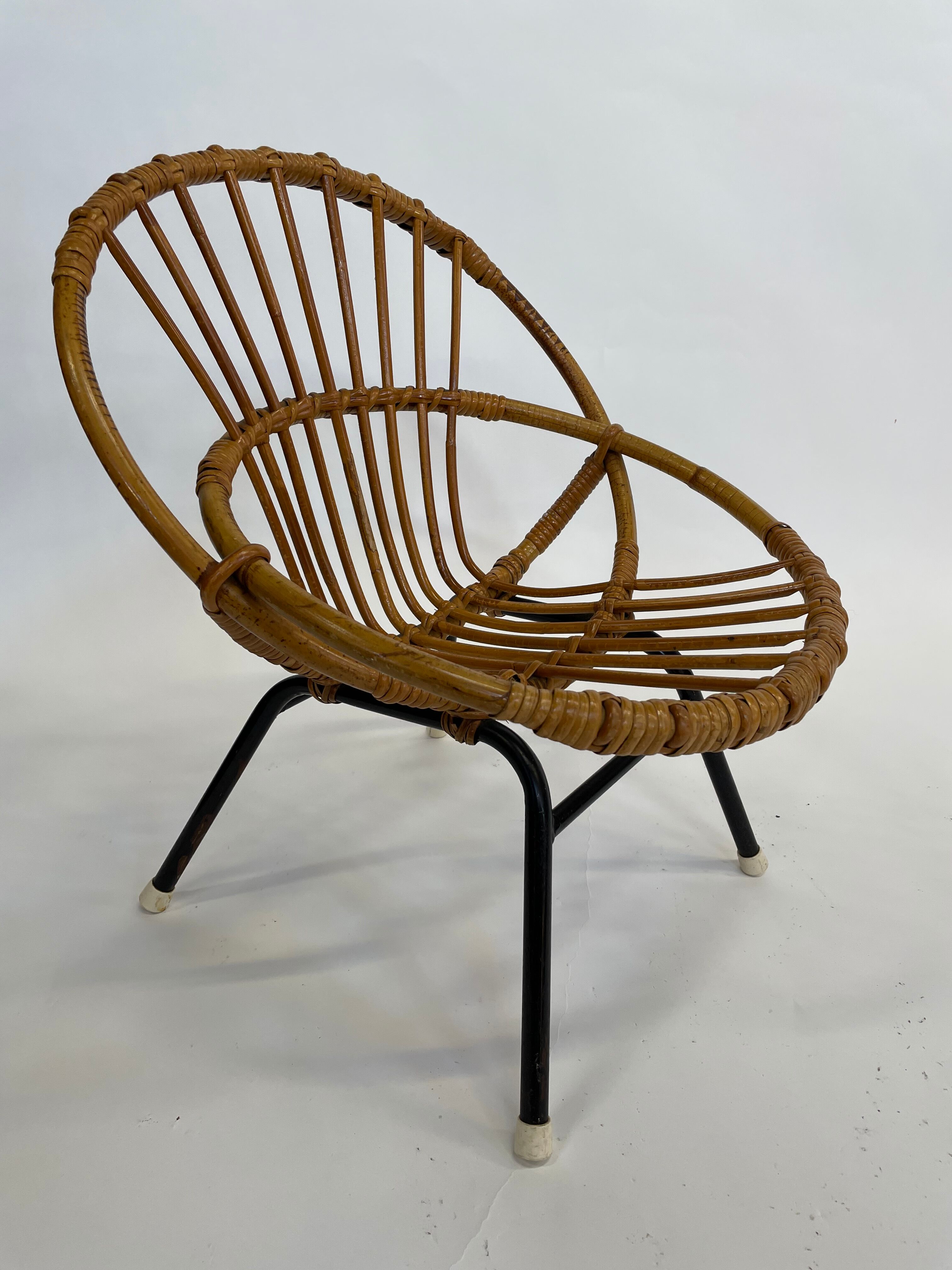 Vintage Rattan children's chair Rohe Noordwolde 1960s Design