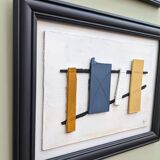 Peinture à l’huile constructiviste contemporaine « Construction 2 », encadrée