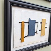 Contemporary "Construction 2" Constructivist Oil Relief Painting, Framed